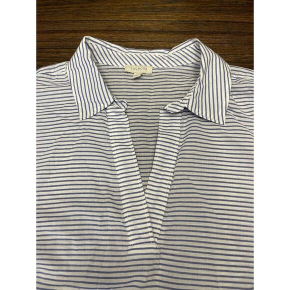 Talbots Women’s Striped Lightweight Short Sleeve V-Neck Top Size Medium - Picture 3 of 9
